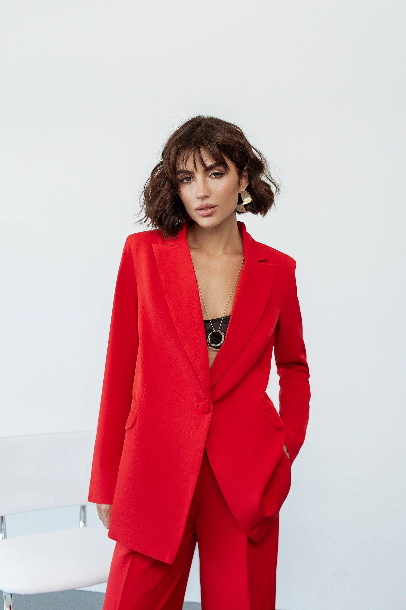 Red Single-Breasted Suits 2-Piece