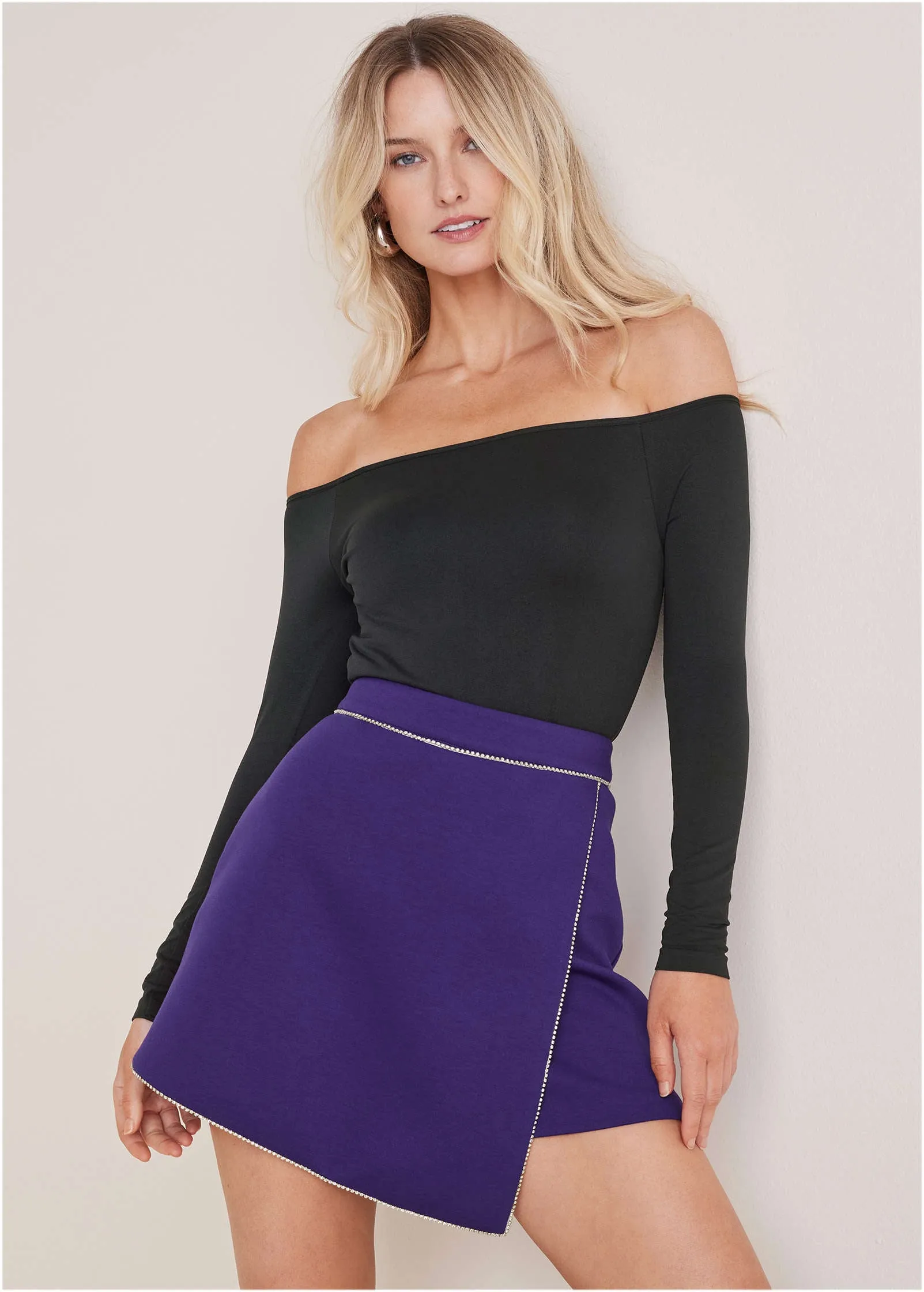 Rhinestone Scuba Mini Skort - Violet Indigo