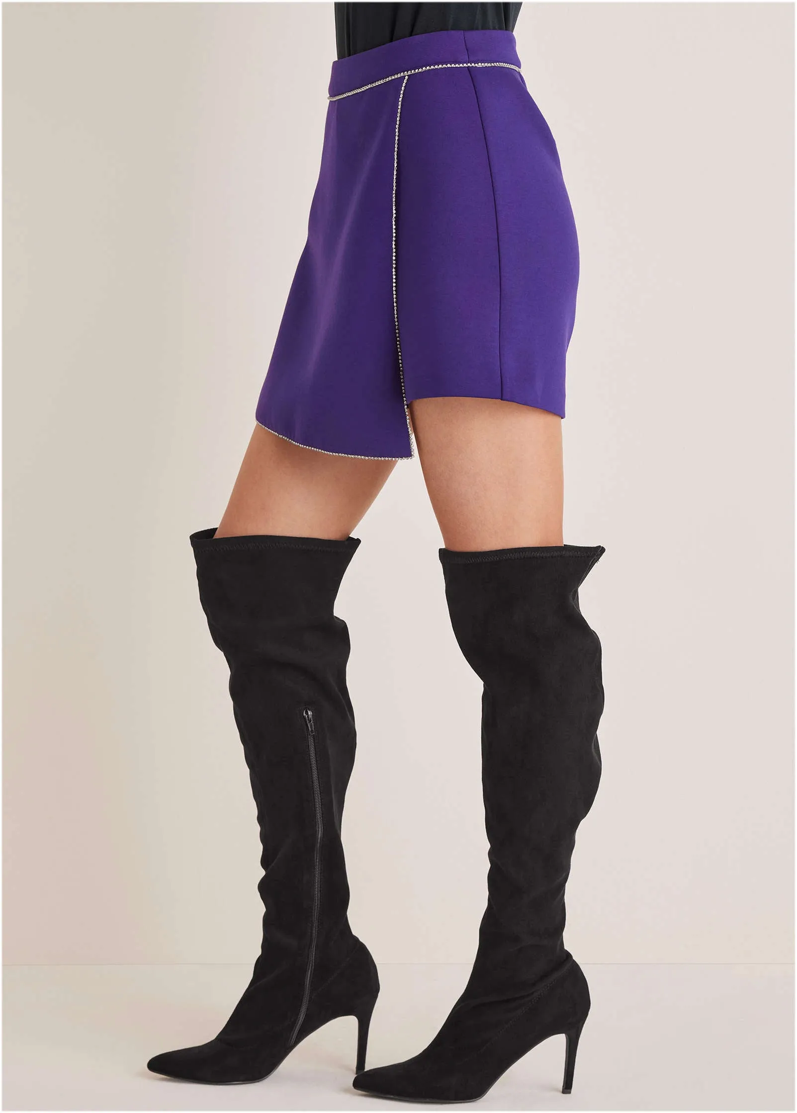 Rhinestone Scuba Mini Skort - Violet Indigo
