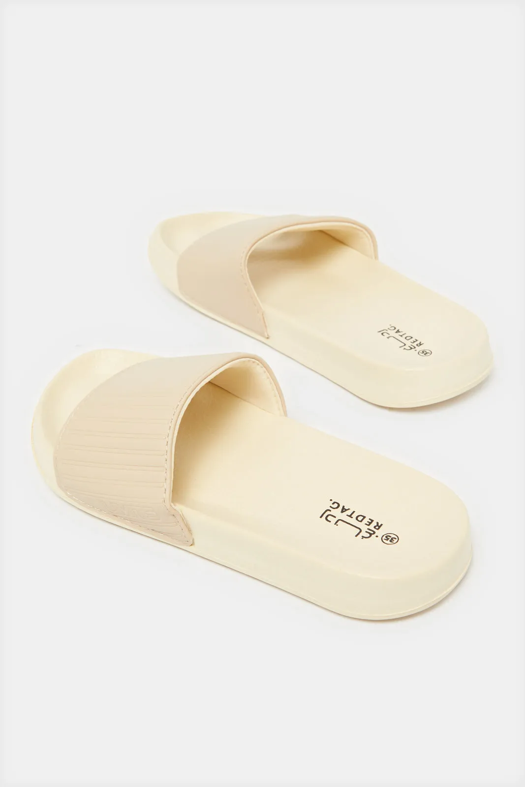 Senior Boys Beige Embossed Slide