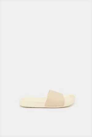 Senior Boys Beige Embossed Slide