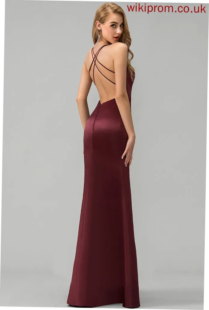 Sheath/Column Prom Dresses Square Elise Satin Floor-Length