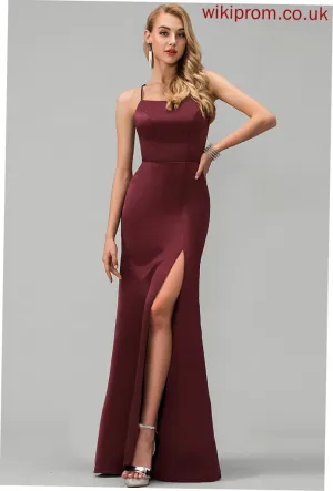 Sheath/Column Prom Dresses Square Elise Satin Floor-Length