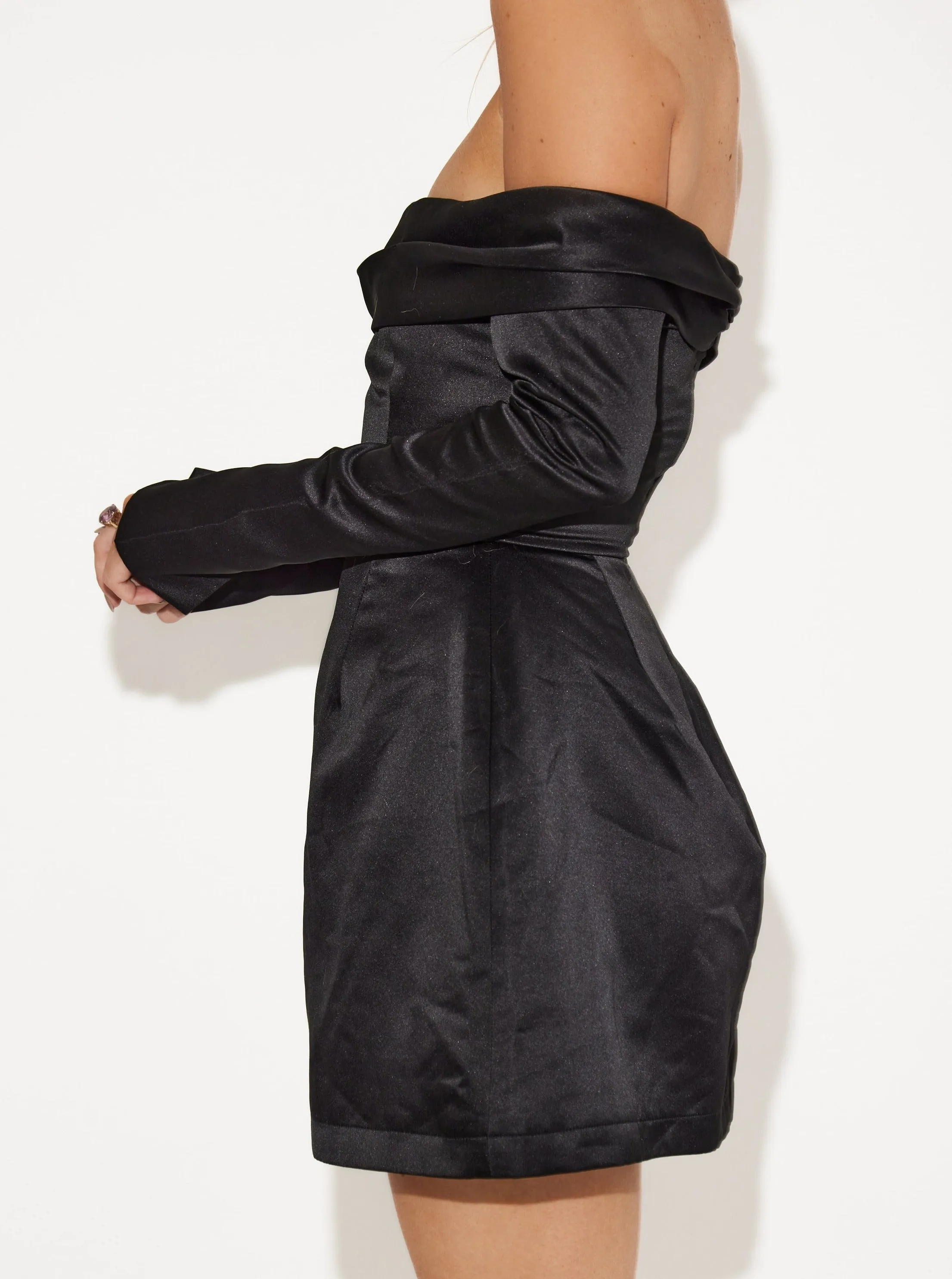 The Ultimate Muse Satin Bardot Mini Dress