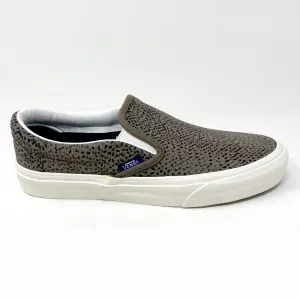 Vans Classic Slip On (Cheetah Suede) Tan Black Womens Animal Print Casual Shoes