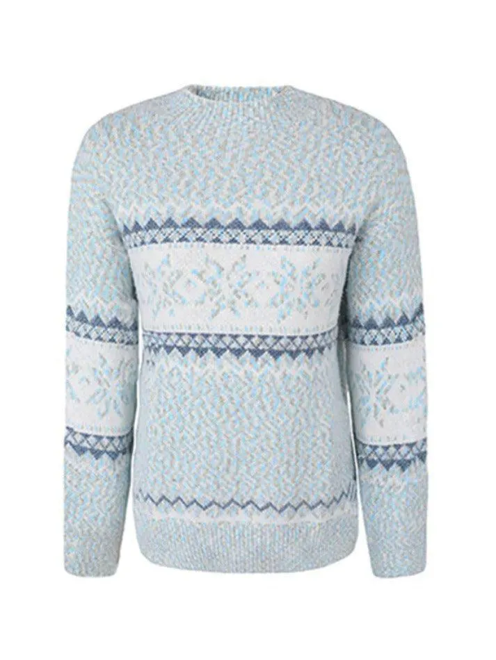 Wenkouban-Spring Casual Outfits Y2K Outfits Snowflake Jacquard Mock Neck Sweater