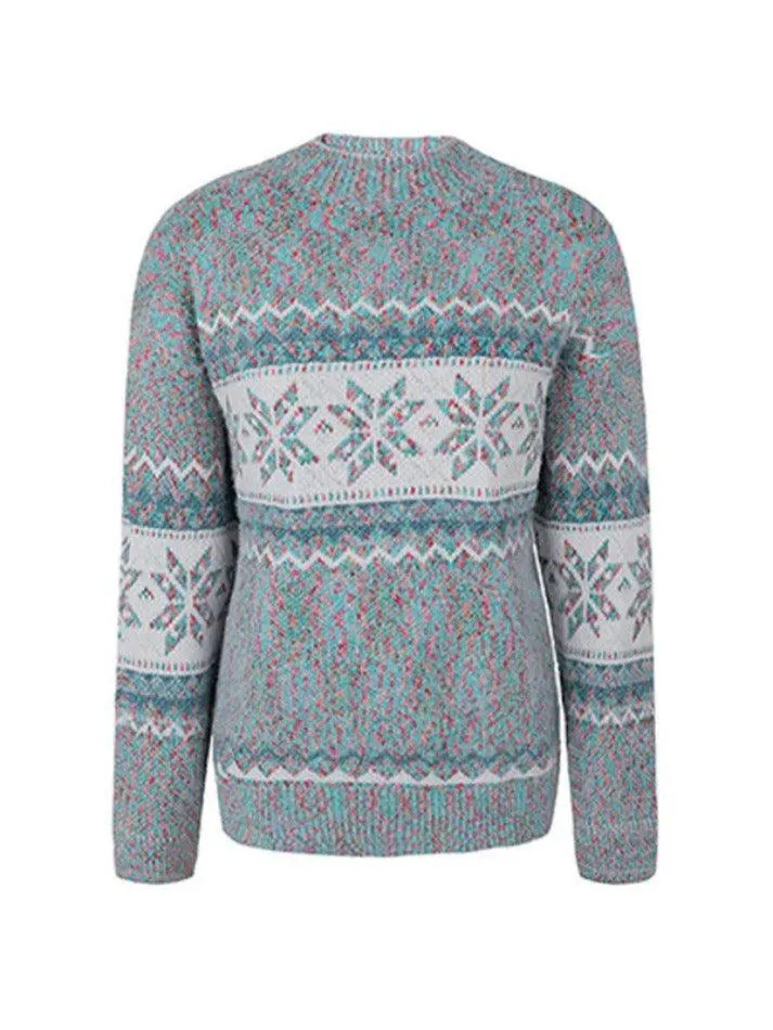 Wenkouban-Spring Casual Outfits Y2K Outfits Snowflake Jacquard Mock Neck Sweater