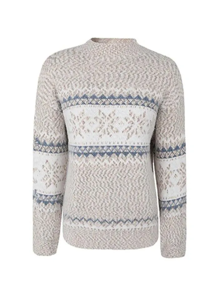 Wenkouban-Spring Casual Outfits Y2K Outfits Snowflake Jacquard Mock Neck Sweater