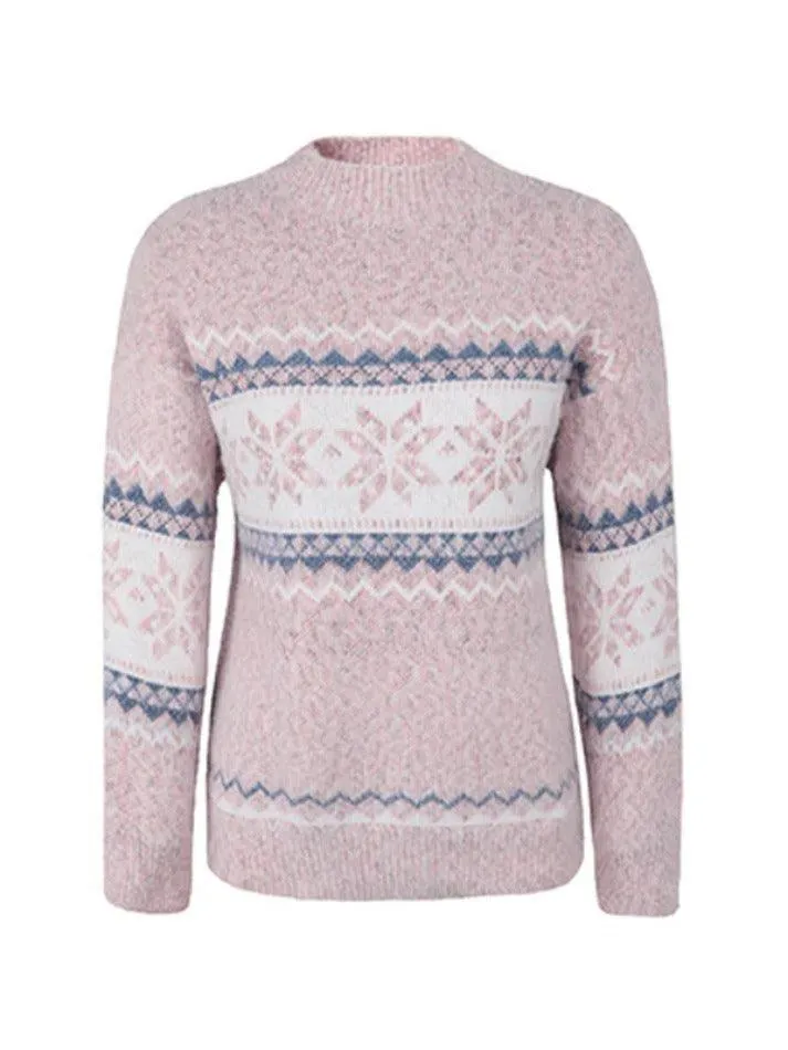 Wenkouban-Spring Casual Outfits Y2K Outfits Snowflake Jacquard Mock Neck Sweater