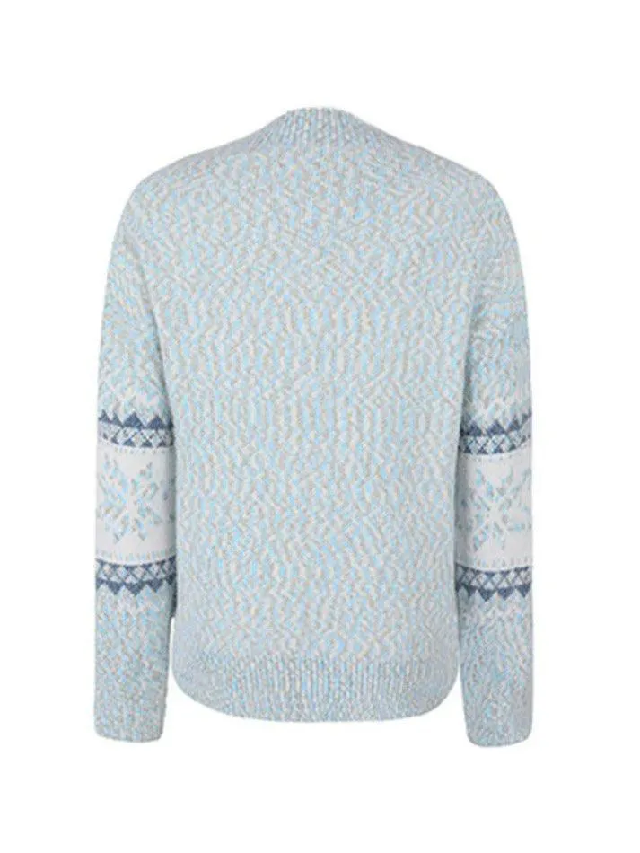 Wenkouban-Spring Casual Outfits Y2K Outfits Snowflake Jacquard Mock Neck Sweater
