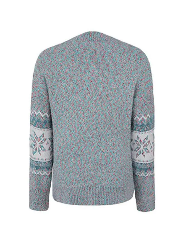 Wenkouban-Spring Casual Outfits Y2K Outfits Snowflake Jacquard Mock Neck Sweater